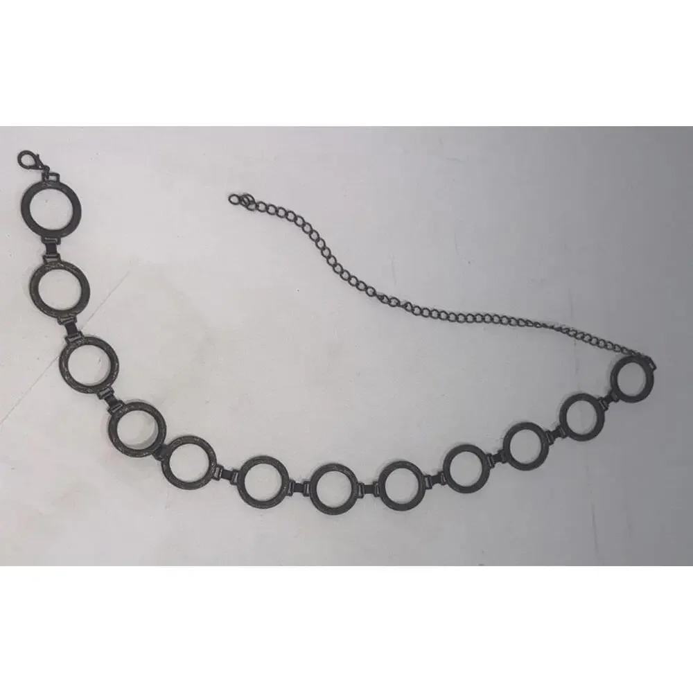 Vintage‎ Womens Belt Silver Metal Chain Circles 90s Y2K Flirty Retro Grunge Sexy